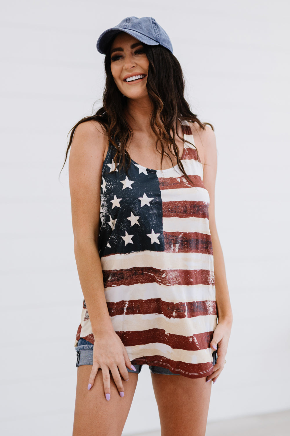 Zenana Stars and Stripes Flag Print Tank