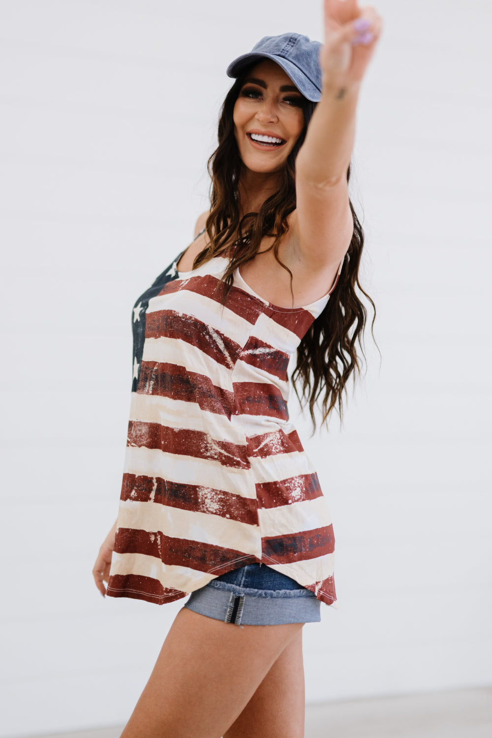 Zenana Stars and Stripes Flag Print Tank