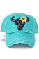 Distressed Black leopard Steer Hat